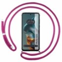 Funda Colgante Transparente para Motorola Moto G05 / E15 con Cordon Rosa Fucsia
