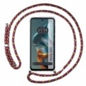 Funda Colgante Transparente para Motorola Moto G05 / E15 con Cordon Rosa / Dorado