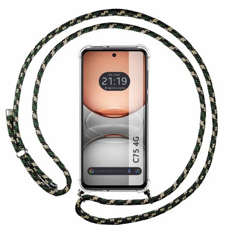 Funda Colgante Transparente para Realme C75 con Cordon Verde / Dorado