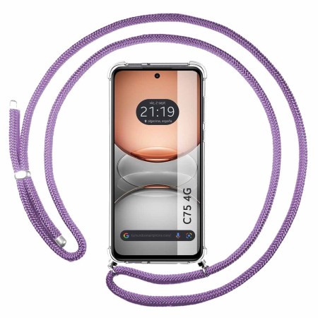 Funda Colgante Transparente para Realme C75 con Cordon Morado