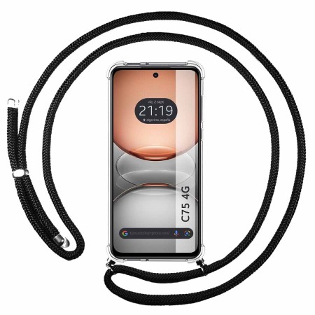 Funda Colgante Transparente para Realme C75 con Cordon Negro