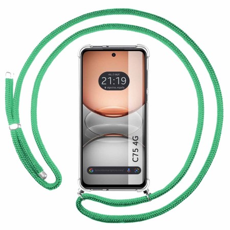Funda Colgante Transparente para Realme C75 con Cordon Verde Agua