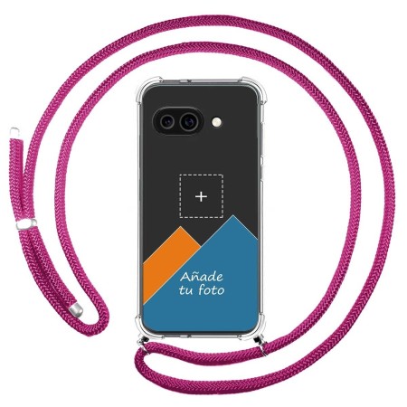 Personaliza tu Funda Colgante Transparente para Google Pixel 9a 5G con Cordon Rosa Fucsia Dibujo Personalizada