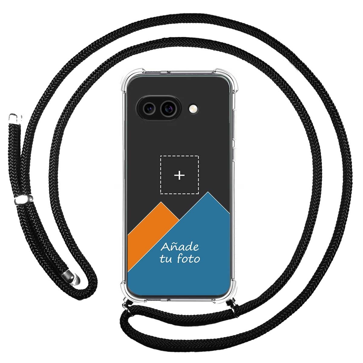 Personaliza tu Funda Colgante Transparente para Google Pixel 9a 5G con Cordon Negro Dibujo Personalizada