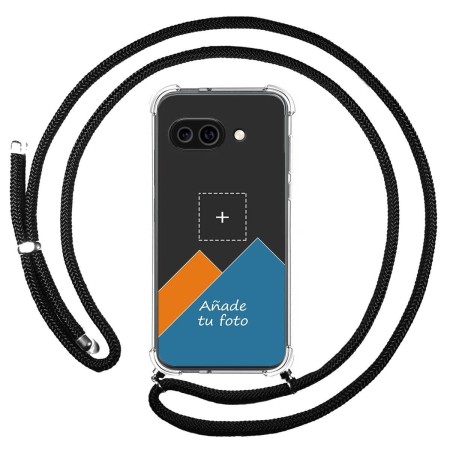 Personaliza tu Funda Colgante Transparente para Google Pixel 9a 5G con Cordon Negro Dibujo Personalizada