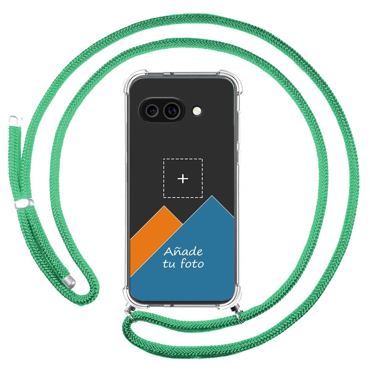 Personaliza tu Funda Colgante Transparente para Google Pixel 9a 5G con Cordon Verde Agua Dibujo Personalizada