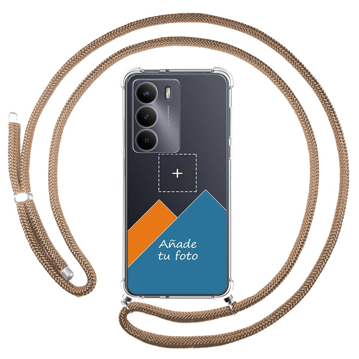 Personaliza tu Funda Colgante Transparente para Realme 14x 5G con Cordon Camel Dibujo Personalizada