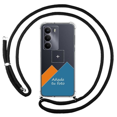Personaliza tu Funda Colgante Transparente para Realme 14x 5G con Cordon Negro Dibujo Personalizada