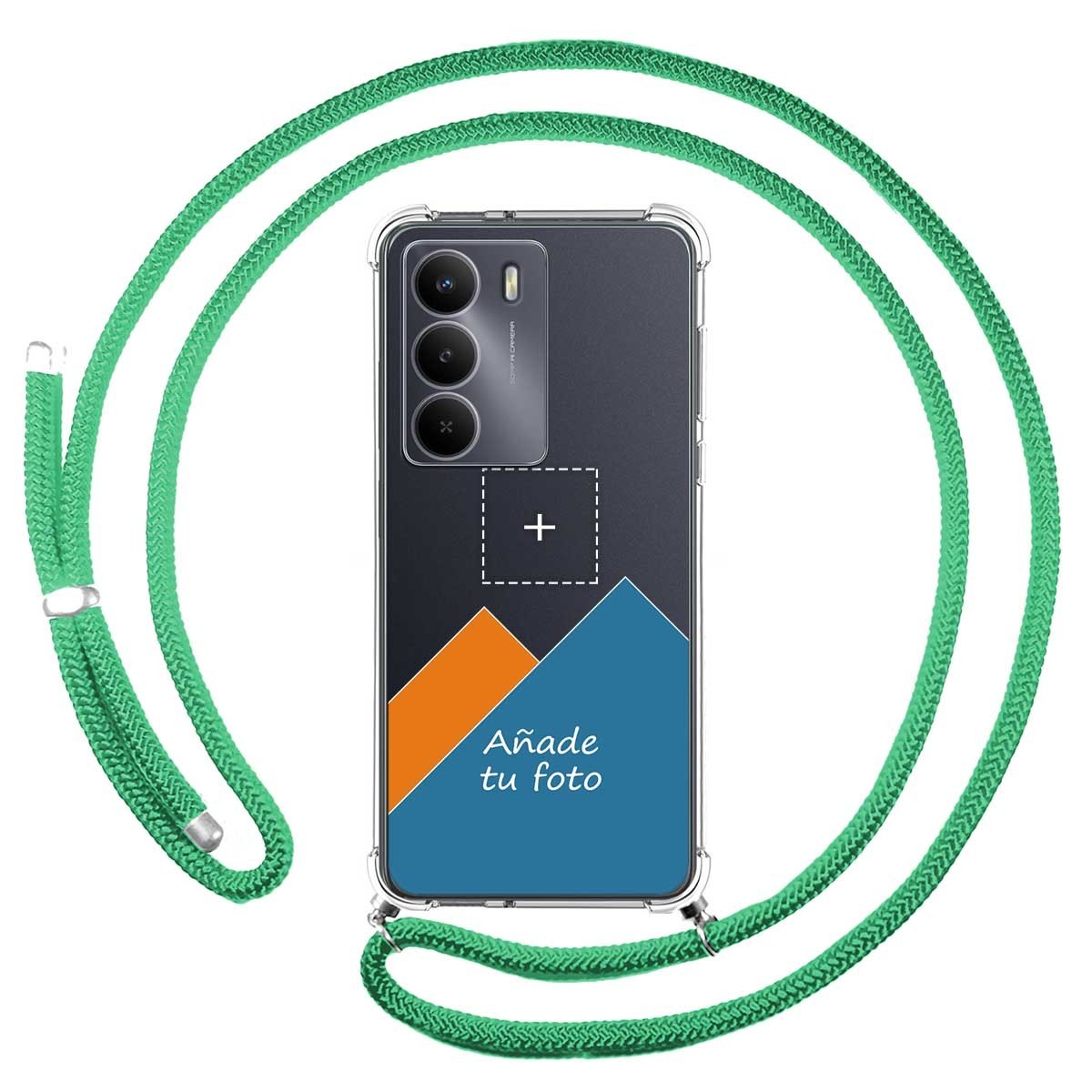 Personaliza tu Funda Colgante Transparente para Realme 14x 5G con Cordon Verde Agua Dibujo Personalizada