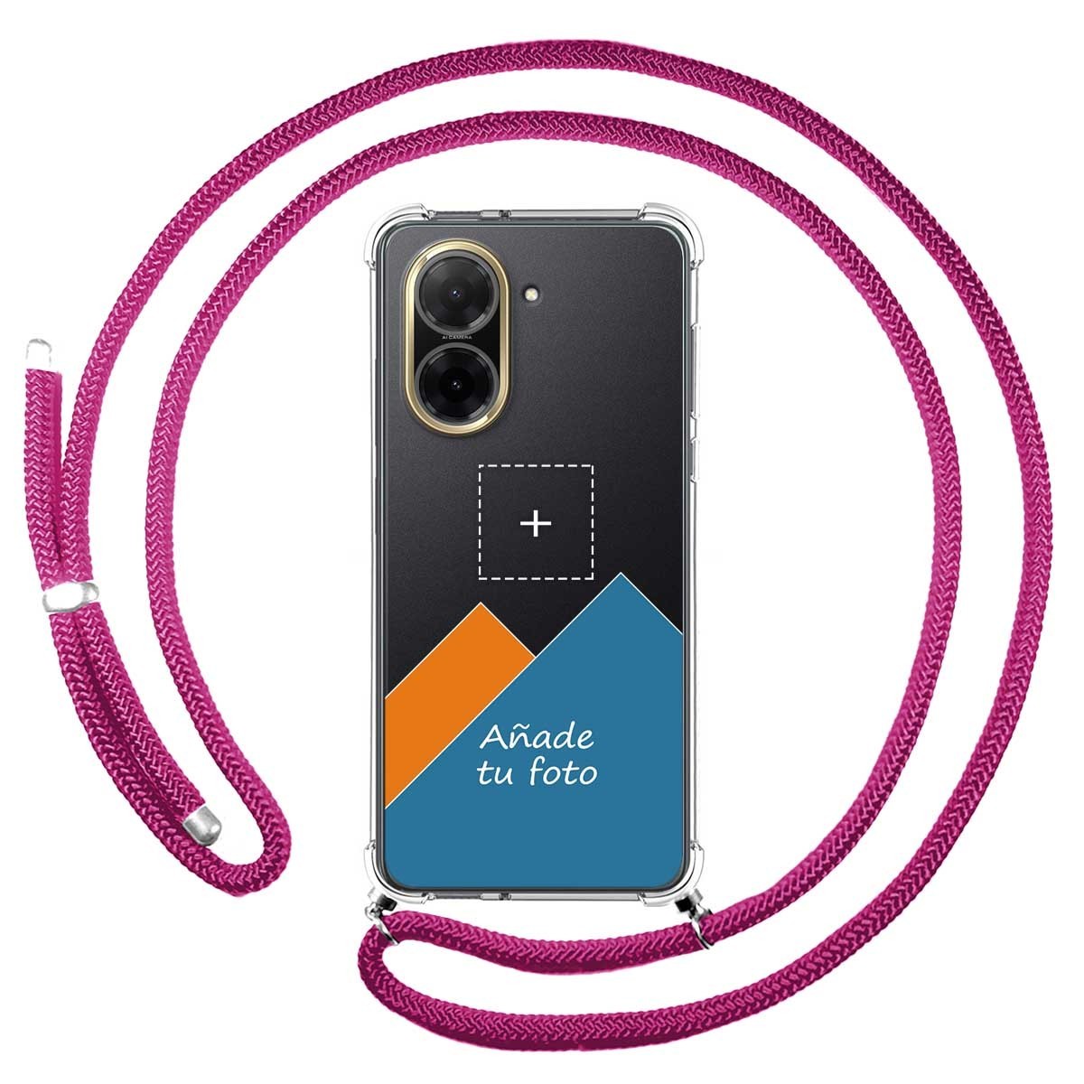 Personaliza tu Funda Colgante Transparente para Xiaomi Redmi A5 con Cordon Rosa Fucsia Dibujo Personalizada