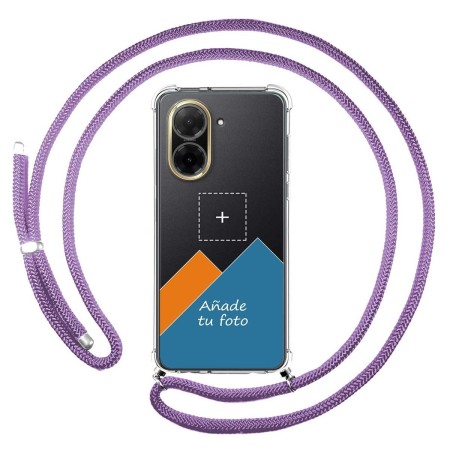 Personaliza tu Funda Colgante Transparente para Xiaomi Redmi A5 con Cordon Morado Dibujo Personalizada