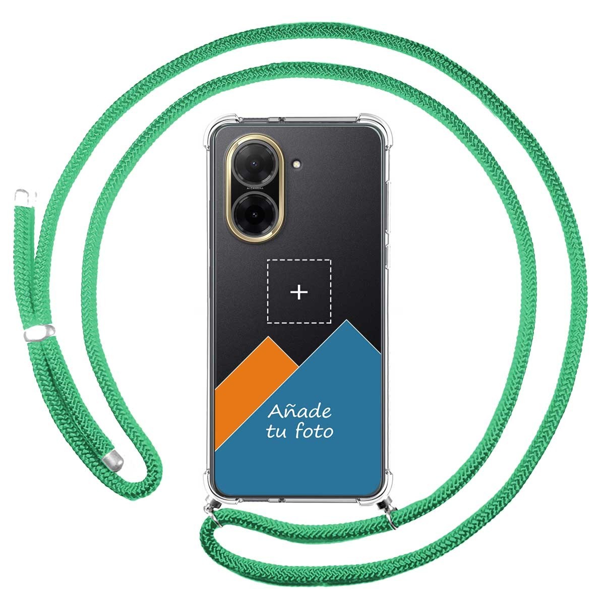 Personaliza tu Funda Colgante Transparente para Xiaomi Redmi A5 con Cordon Verde Agua Dibujo Personalizada