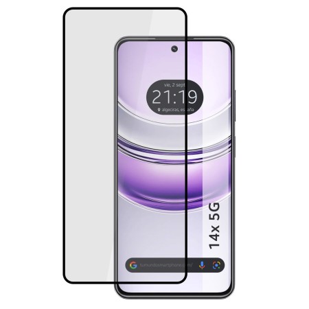 Protector Cristal Templado Completo 5D Full Glue Negro para Realme 14x 5G Vidrio