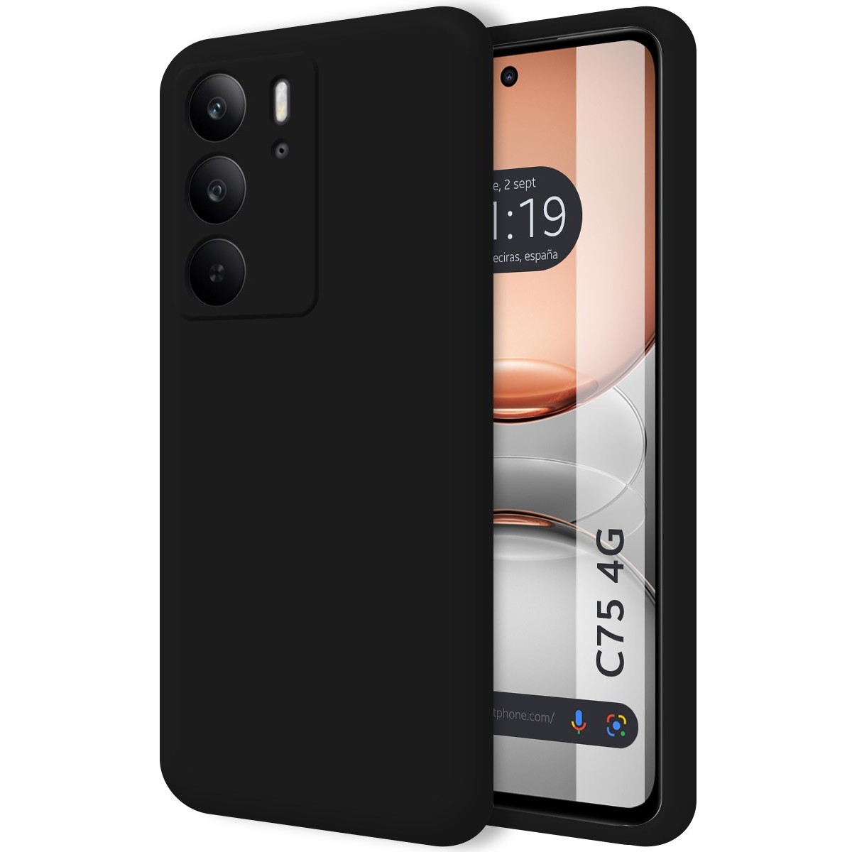Funda Silicona Líquida Ultra Suave para Realme C75 color Negra