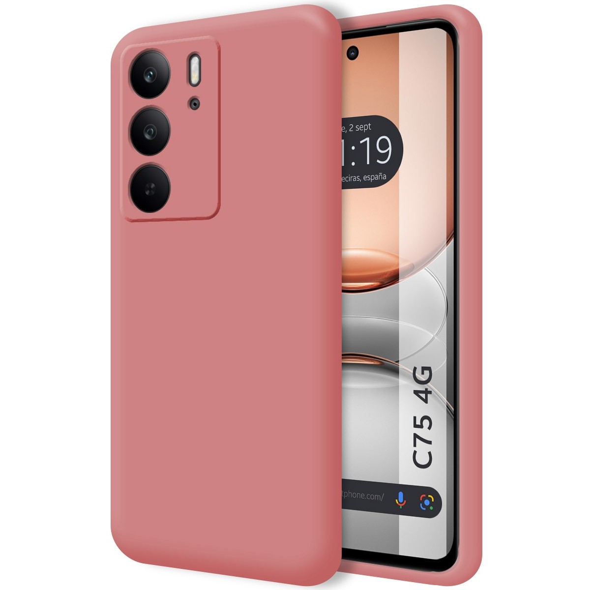 Funda Silicona Líquida Ultra Suave para Realme C75 color Rosa