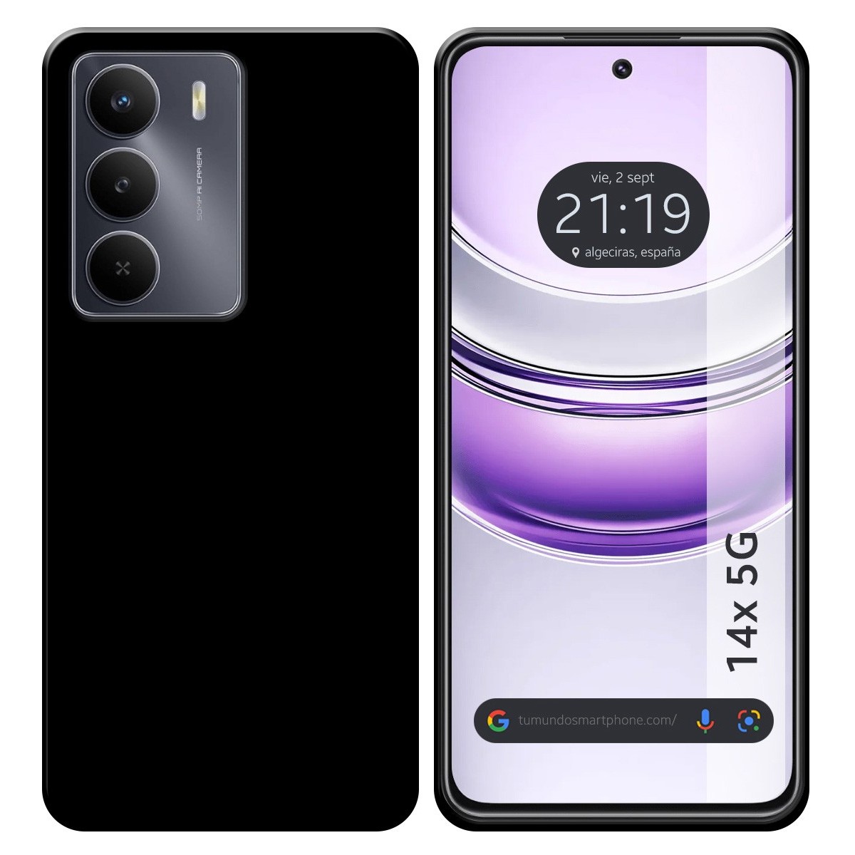 Funda Silicona Gel TPU Negra para Realme 14x 5G