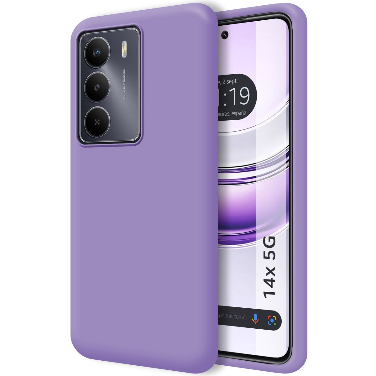 Funda Silicona Líquida Ultra Suave para Realme 14x 5G color Morada