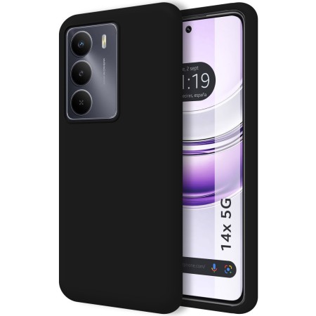 Funda Silicona Líquida Ultra Suave para Realme 14x 5G color Negra