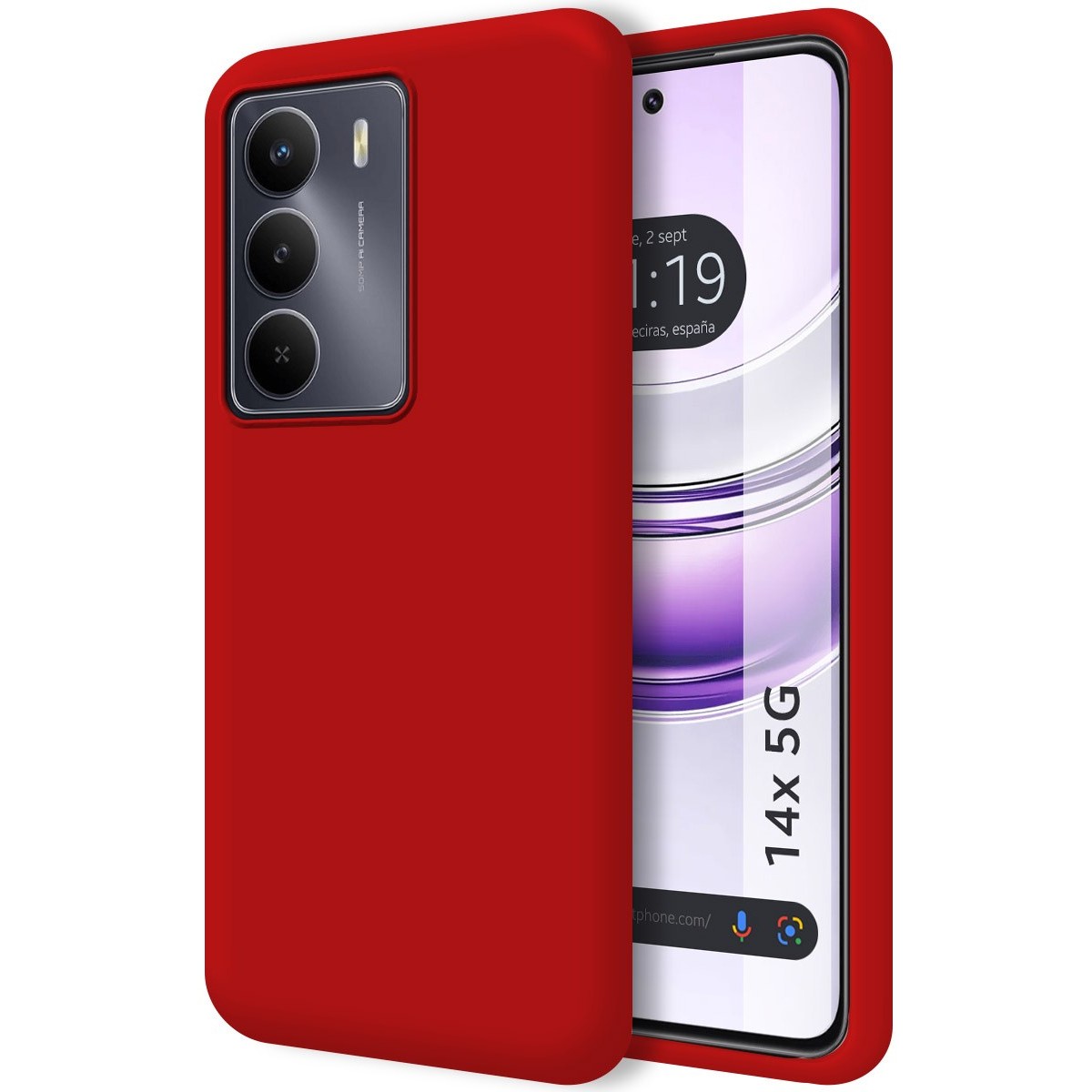 Funda Silicona Líquida Ultra Suave para Realme 14x 5G color Roja