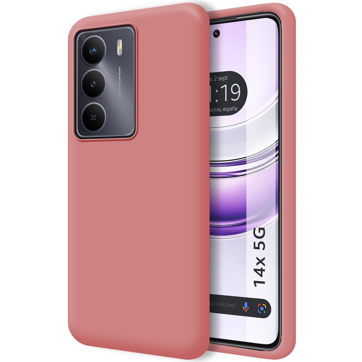Funda Silicona Líquida Ultra Suave para Realme 14x 5G color Rosa
