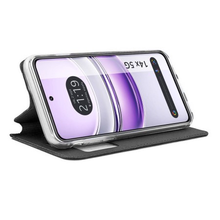 Funda Libro Soporte con Ventana para Realme 14x 5G color Negra