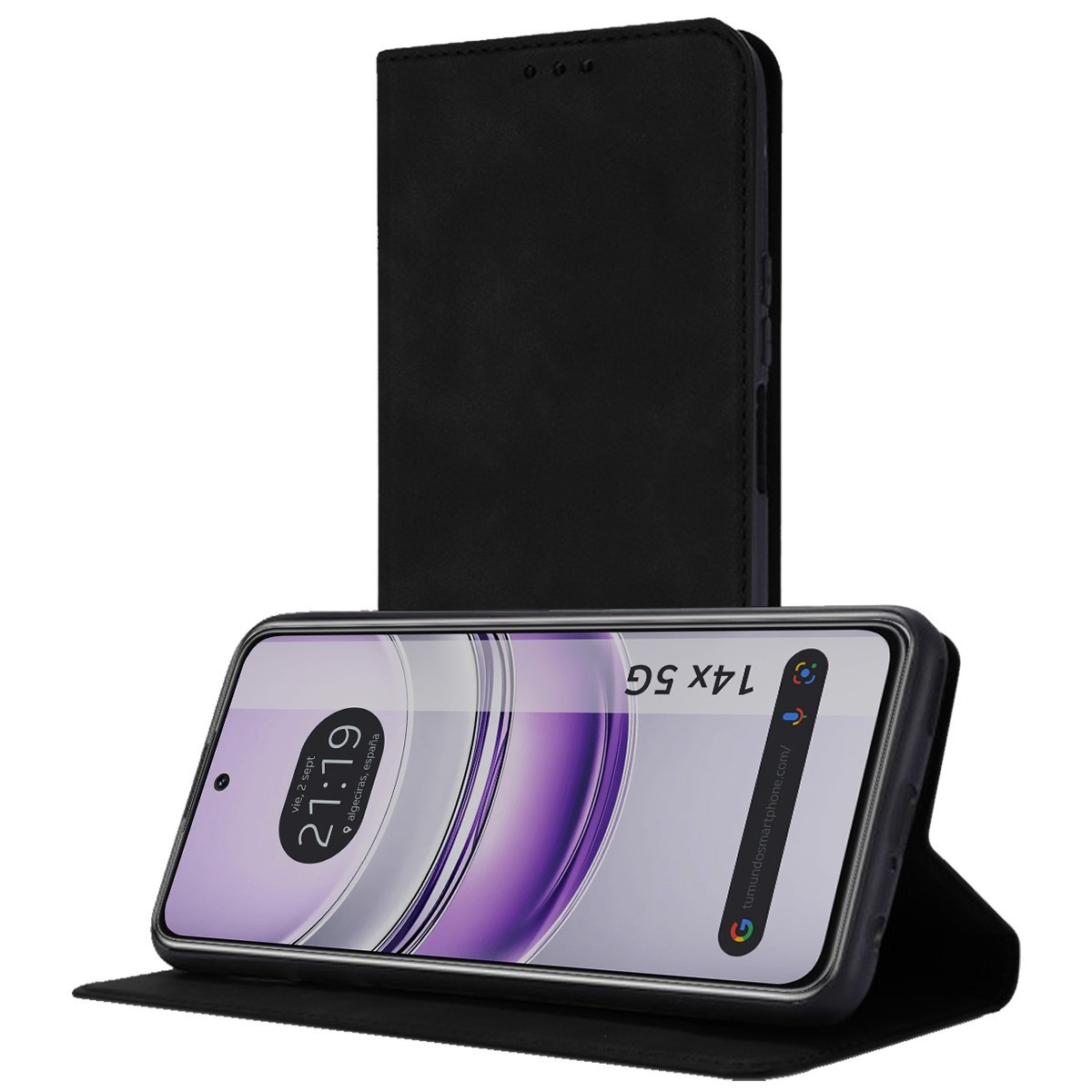 Funda Libro de Polipiel con tarjetero para Realme 14x 5G color Negra