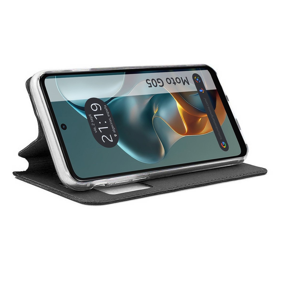 Funda Libro Soporte con Ventana para Motorola Moto G05 / E15 color Negra