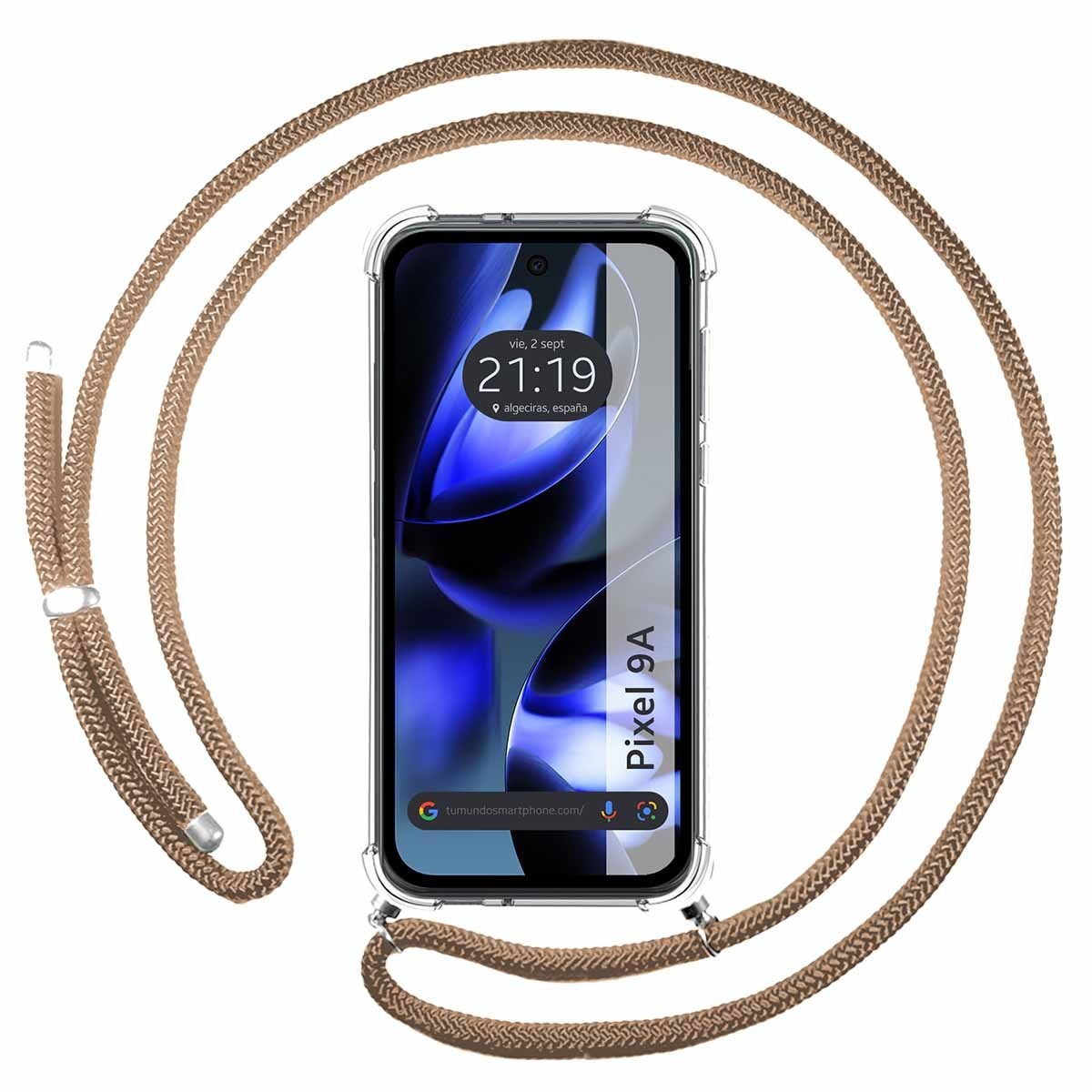 Funda Colgante Transparente para Google Pixel 9a 5G con Cordon Camel