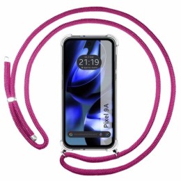 Funda Colgante Transparente para Google Pixel 9a 5G con Cordon Rosa Fucsia