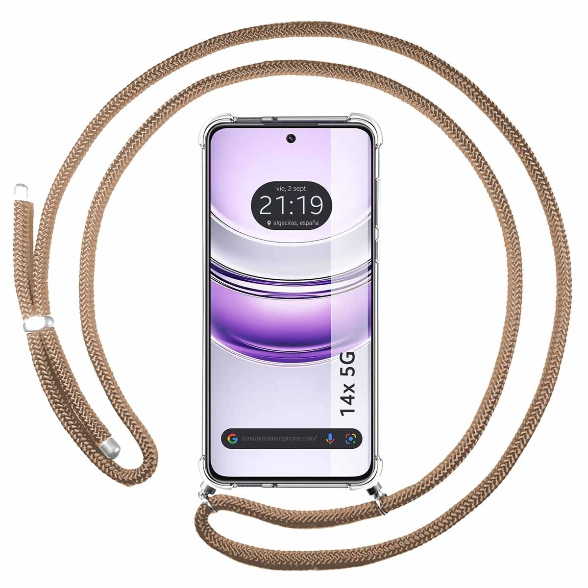 Funda Colgante Transparente para Realme 14x 5G con Cordon Camel