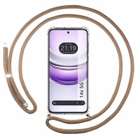 Funda Colgante Transparente para Realme 14x 5G con Cordon Camel
