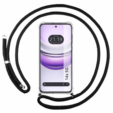 Funda Colgante Transparente para Realme 14x 5G con Cordon Negro