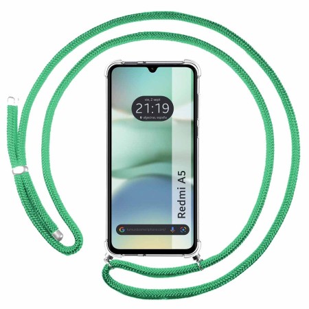 Funda Colgante Transparente para Xiaomi Redmi A5 con Cordon Verde Agua