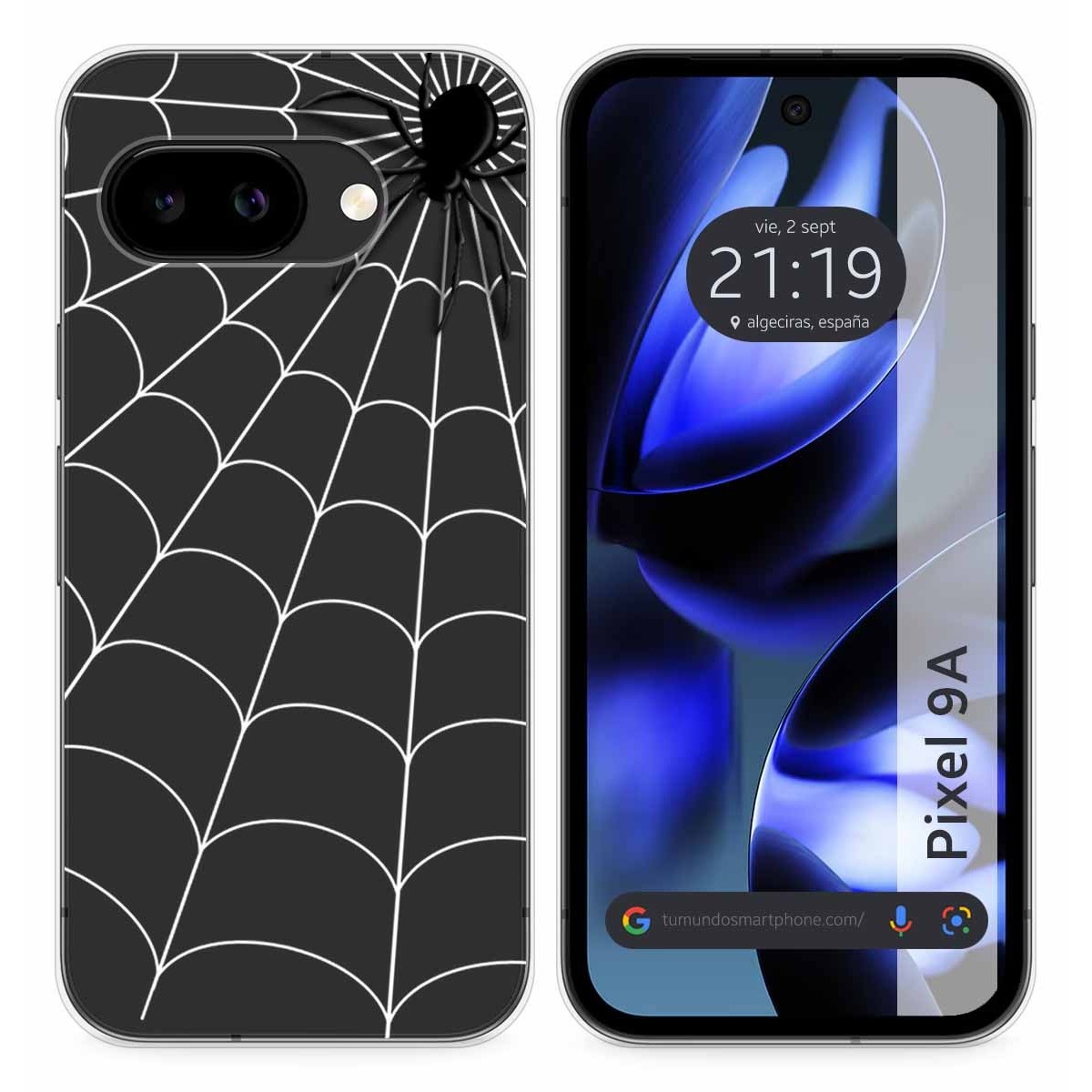 Funda Silicona Transparente para Google Pixel 9a 5G diseño Araña Dibujos