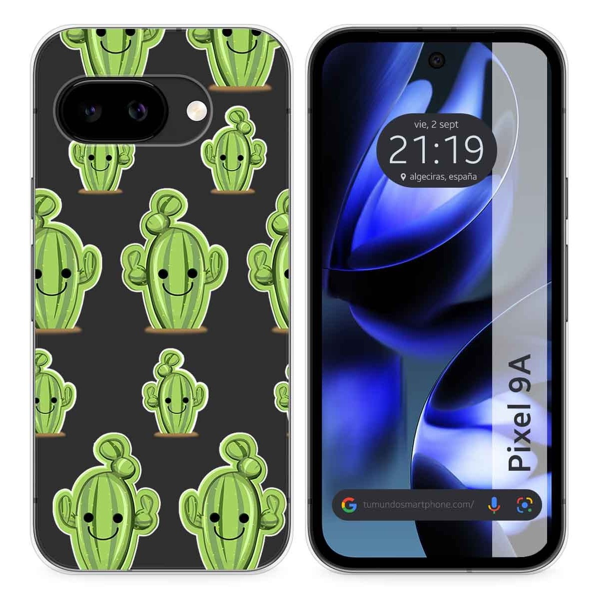 Funda Silicona Transparente para Google Pixel 9a 5G diseño Cactus Dibujos