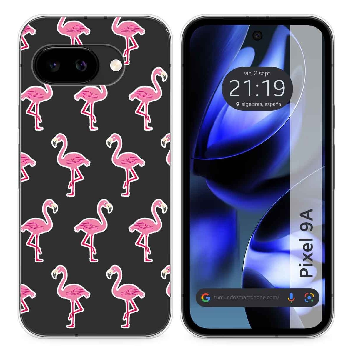 Funda Silicona Transparente para Google Pixel 9a 5G diseño Flamenco Dibujos