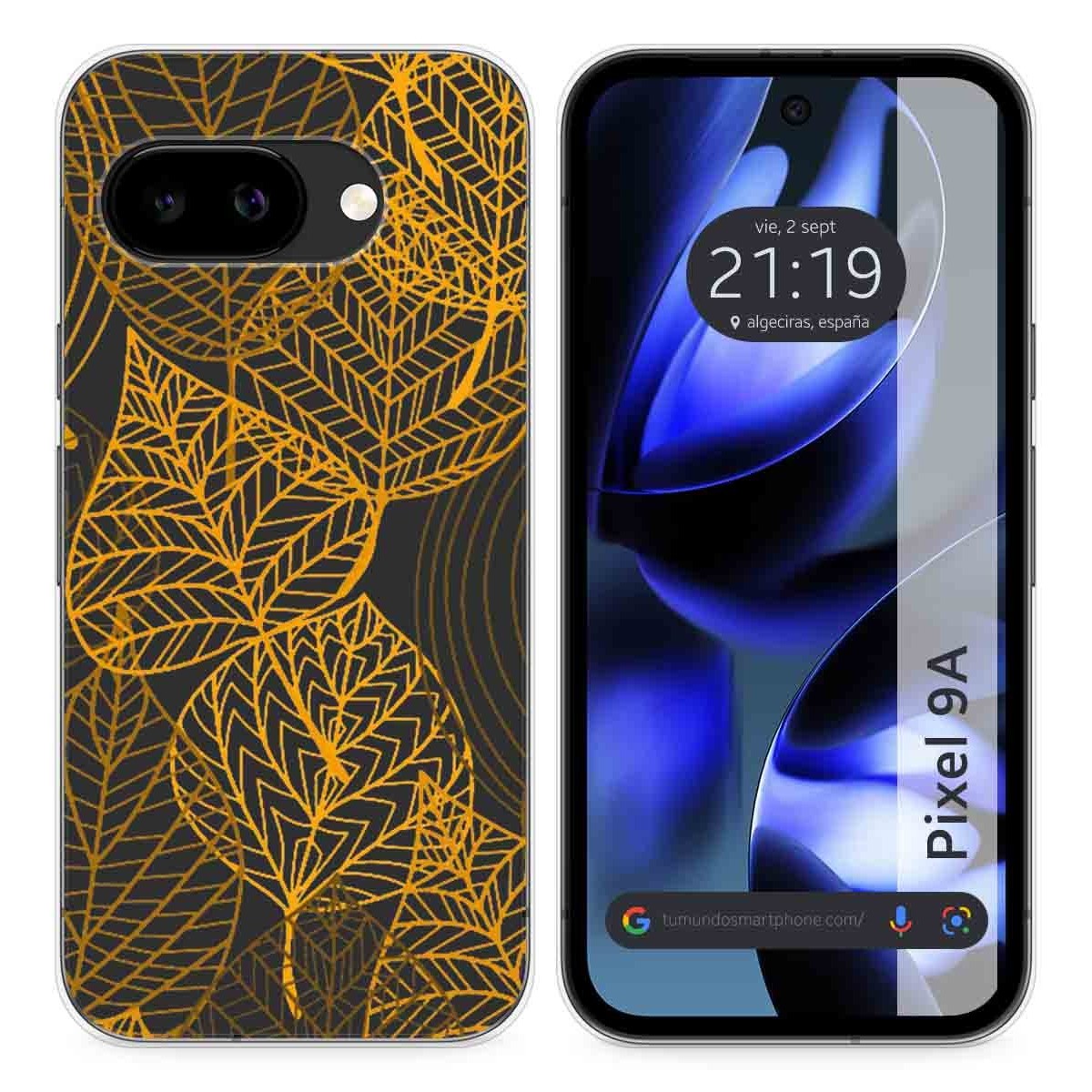 Funda Silicona Transparente para Google Pixel 9a 5G diseño Hojas Dibujos