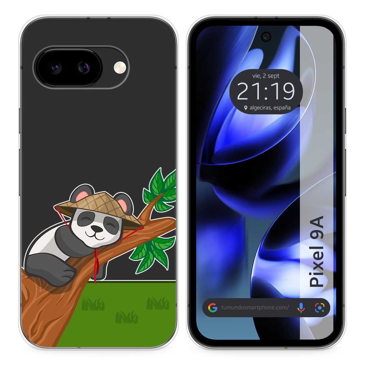 Funda Silicona Transparente para Google Pixel 9a 5G diseño Panda Dibujos
