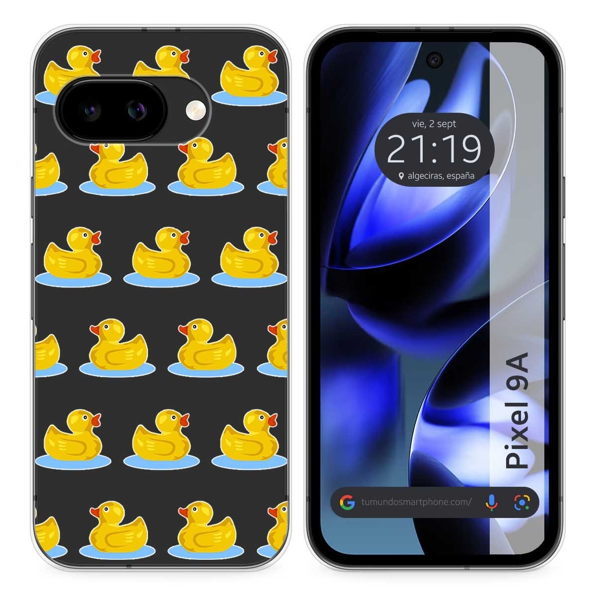 Funda Silicona Transparente para Google Pixel 9a 5G diseño Pato Dibujos