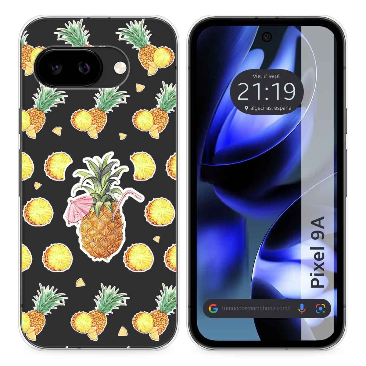 Funda Silicona Transparente para Google Pixel 9a 5G diseño Piña Dibujos