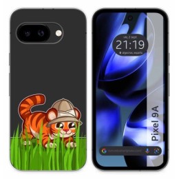 Funda Silicona Transparente para Google Pixel 9a 5G diseño Tigre Dibujos