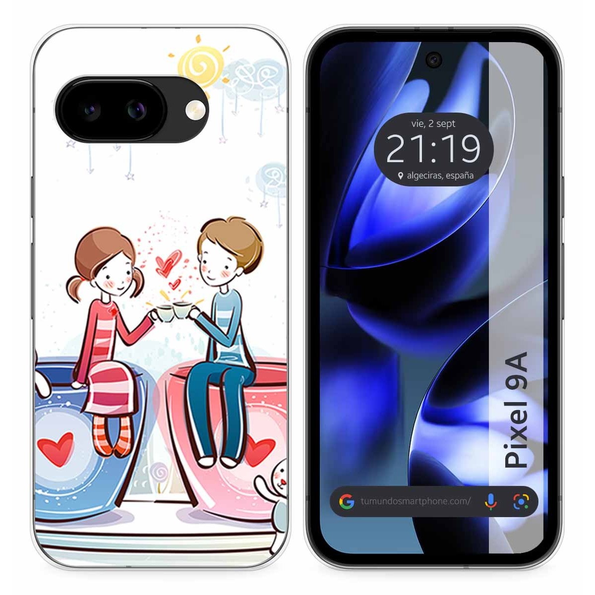 Funda Silicona para Google Pixel 9a 5G diseño Café Dibujos