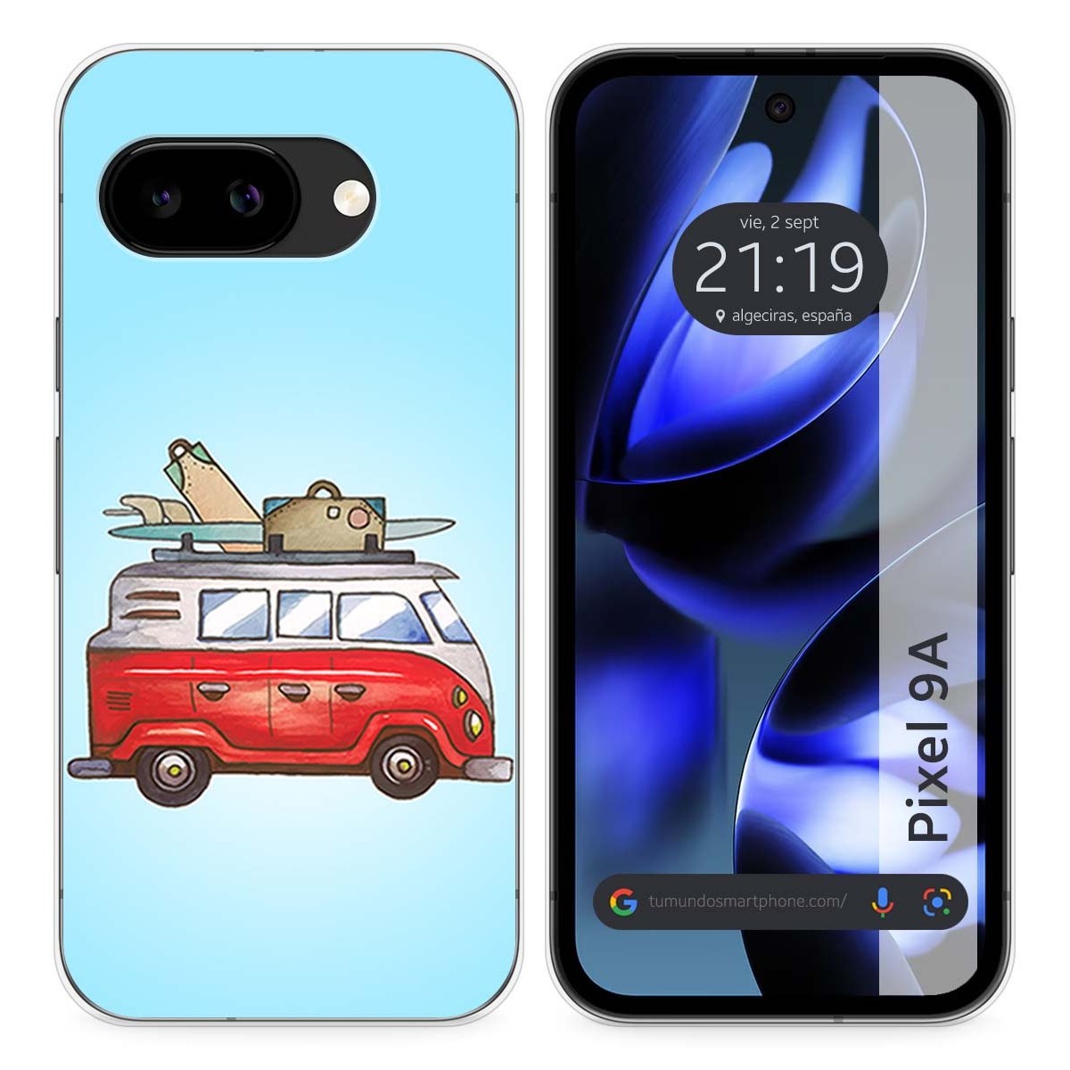 Funda Silicona para Google Pixel 9a 5G diseño Furgoneta Dibujos