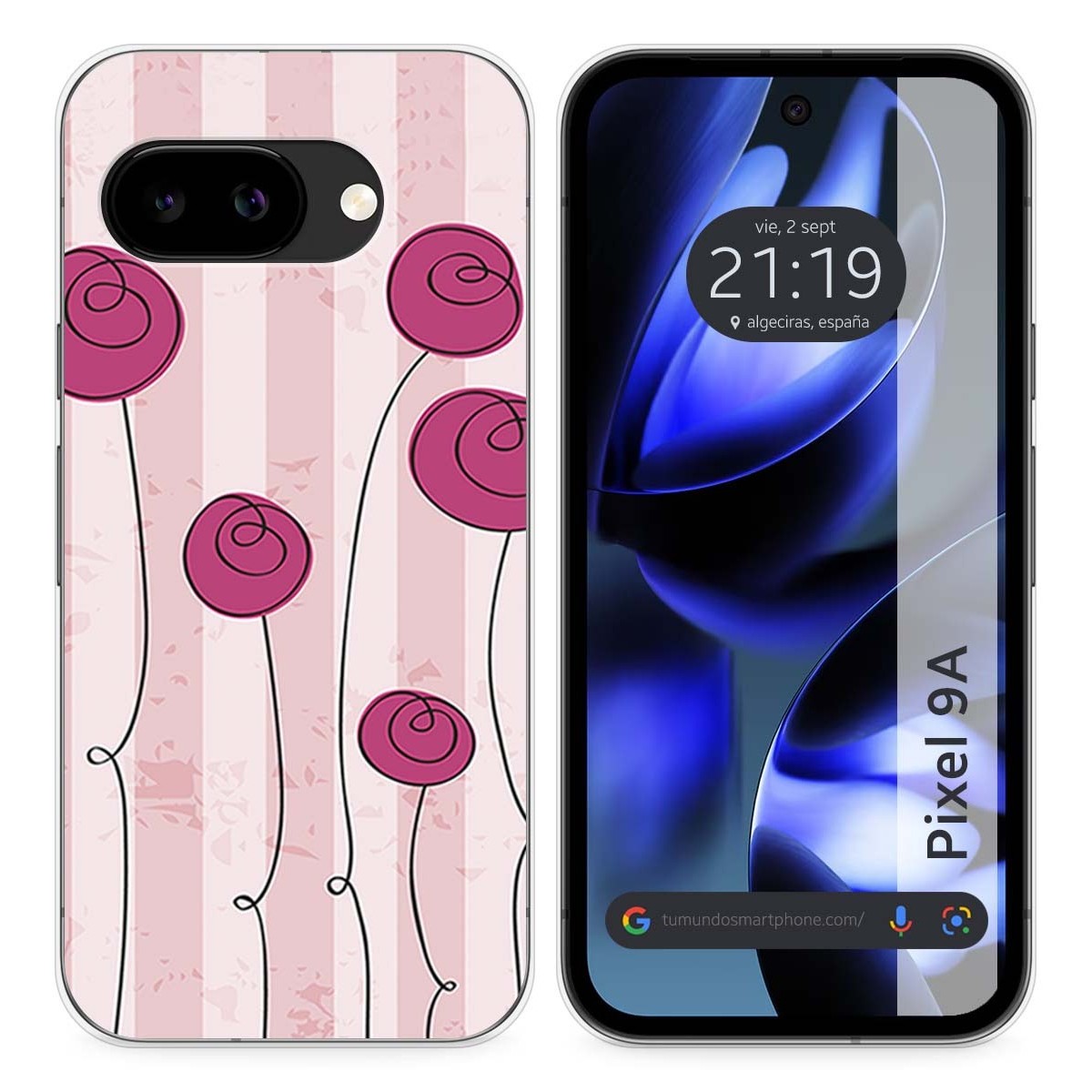Funda Silicona para Google Pixel 9a 5G diseño Flores Vintage Dibujos