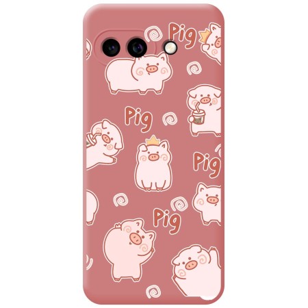 Funda Silicona Líquida Rosa para Google Pixel 9a 5G diseño Cerdos Dibujos