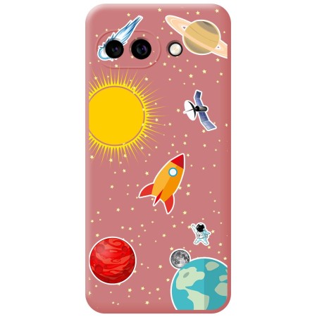 Funda Silicona Líquida Rosa para Google Pixel 9a 5G diseño Espacio Dibujos