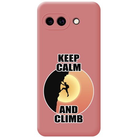Funda Silicona Líquida Rosa para Google Pixel 9a 5G diseño Hombre Escalada Dibujos