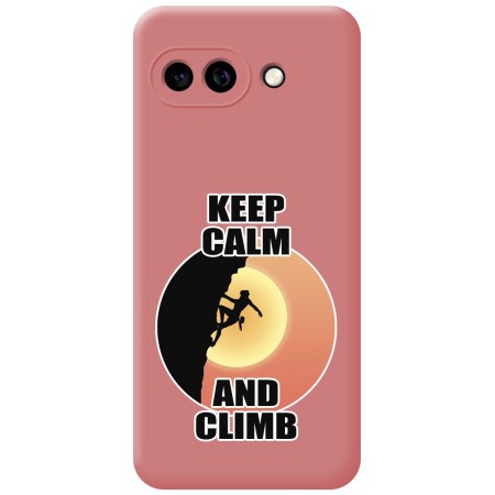 Funda Silicona Líquida Rosa para Google Pixel 9a 5G diseño Mujer Escalada Dibujos