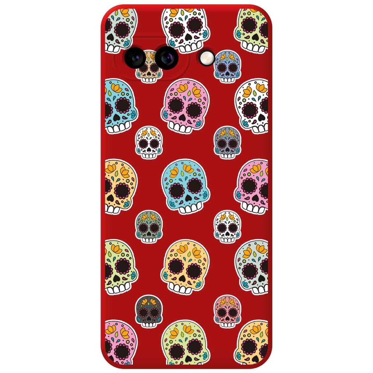 Funda Silicona Líquida Roja para Google Pixel 9a 5G diseño Catrina Dibujos