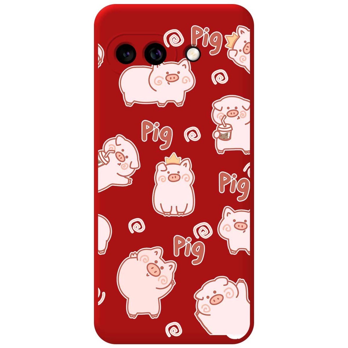Funda Silicona Líquida Roja para Google Pixel 9a 5G diseño Cerdos Dibujos